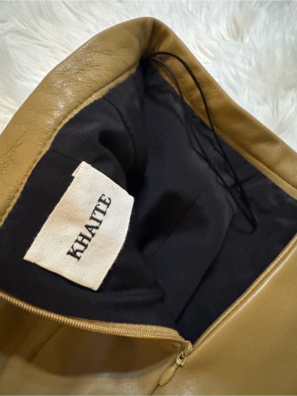 KHAITE New Winton Leather Skirt Golden Ochre Size 2 - Picture 5 of 12